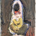 met de armen in de luv