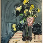 Jenetta de Konink - Bloemen in vaas 2 - olie en borduur op doek - 55 x 45 - 2020